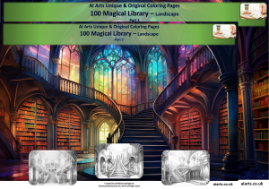 100 Fantasy Magical Library - Landscape