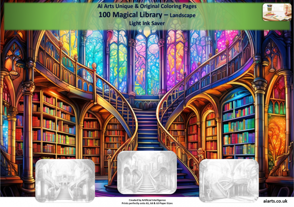 100 Fantasy Magical Library - Landscape - Image 2