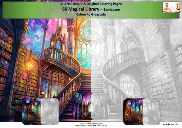 100 Fantasy Magical Library - Landscape - Image 3